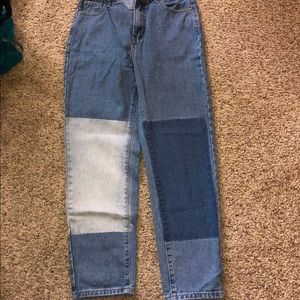 Two tone mom jean